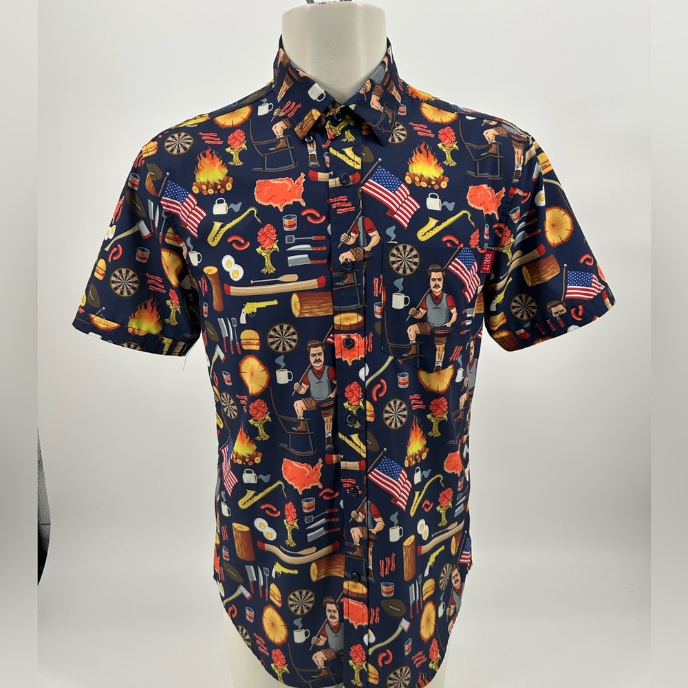 Men’s RSVLTS Ron Swanson Parks and Recreation button down shirt size medium